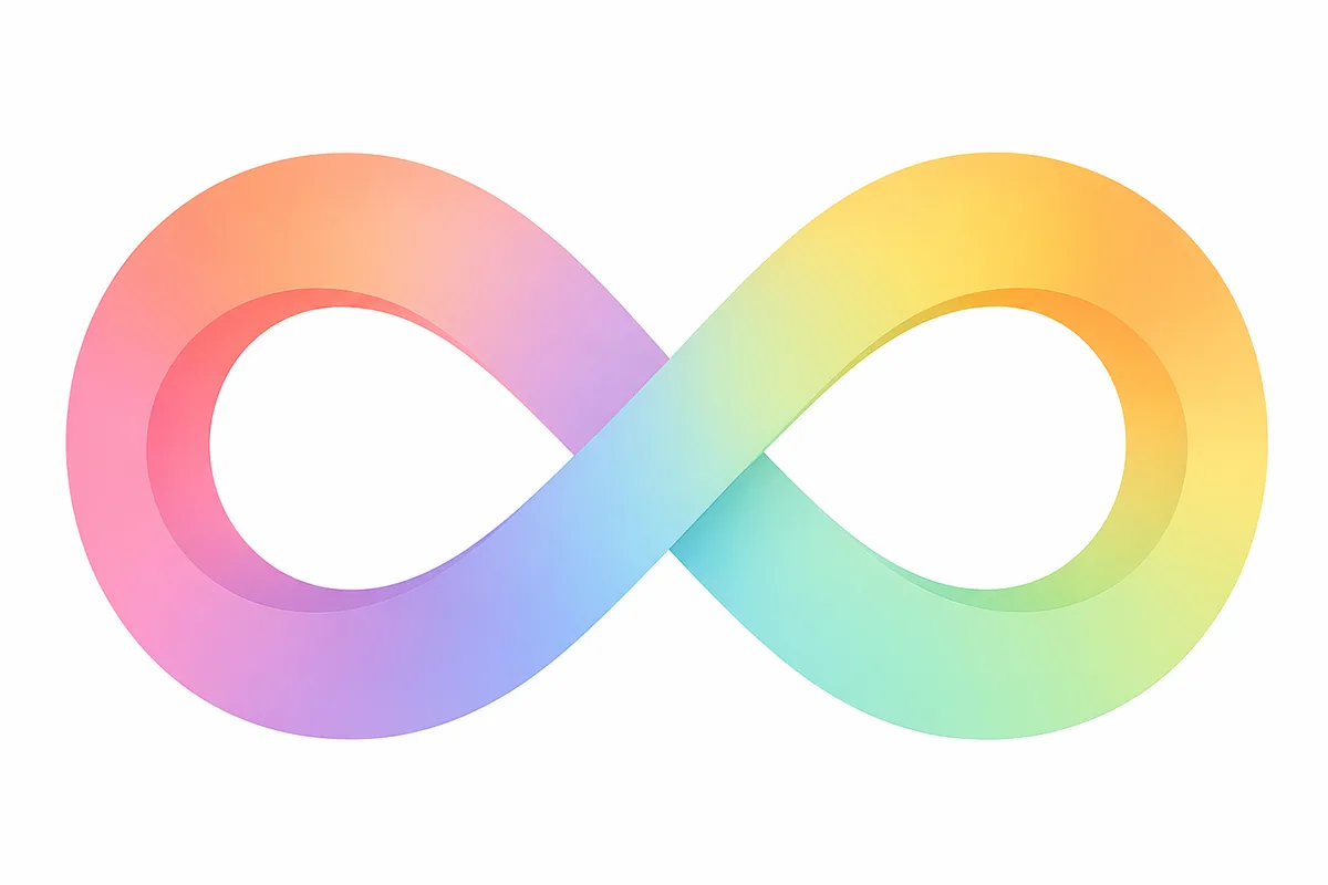 Símbolo del infinito en colores del arcoíris, emblema de la neurodiversidad