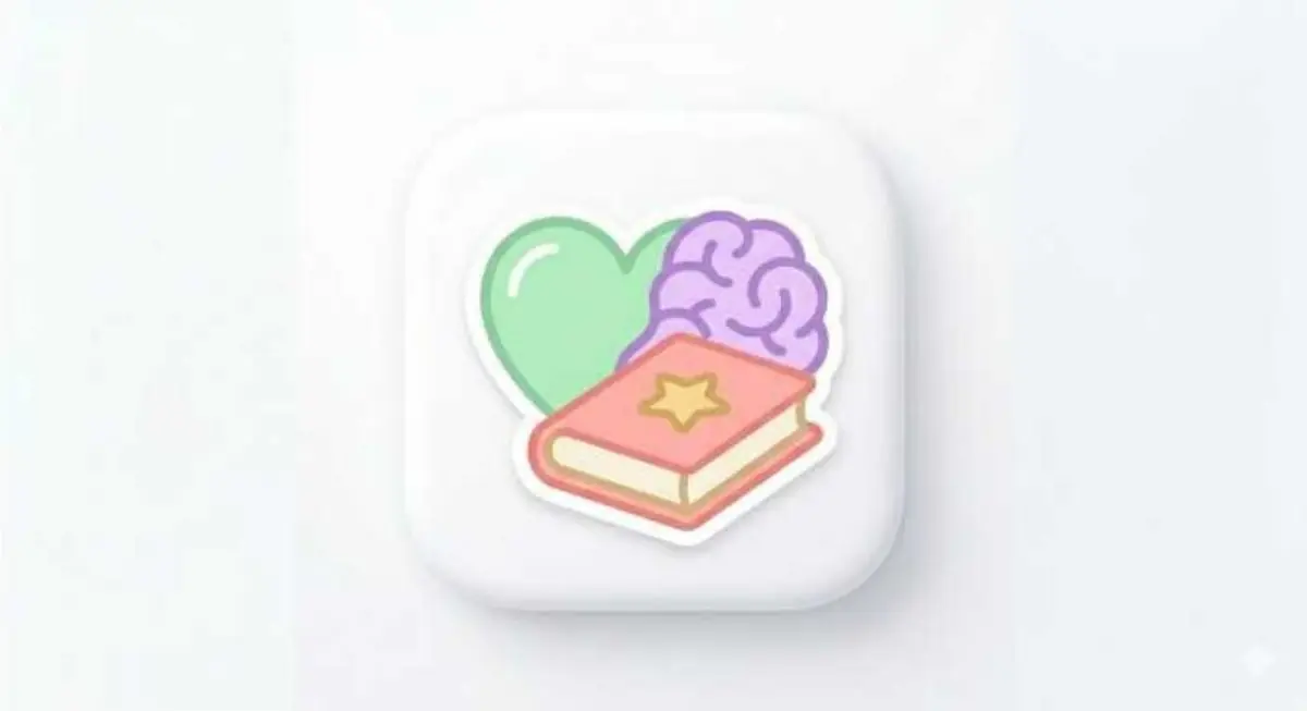 Icono con un corazón, un cerebro y un libro que simbolizan acompañamiento, conocimiento y empatía